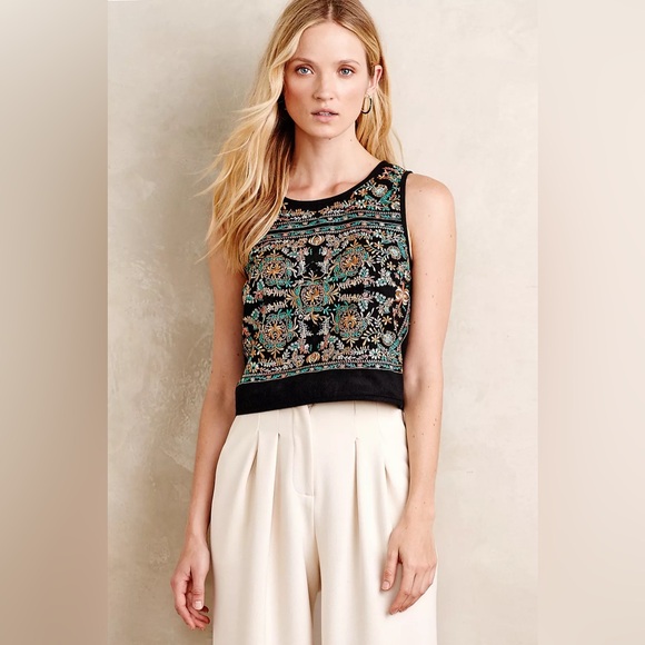 Anthropologie Tops - Anthropologie‎ Vanessa Virginia Barbera Embroidered Midi Crop Top. Size XS